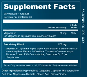 Alphacur supplement facts label showing ingredients and doses